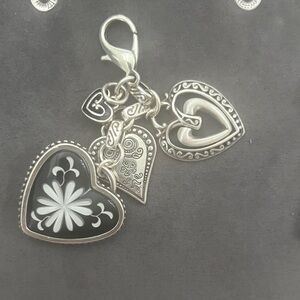 Brighton Silver and Black Heart Charm Bracelet key chain